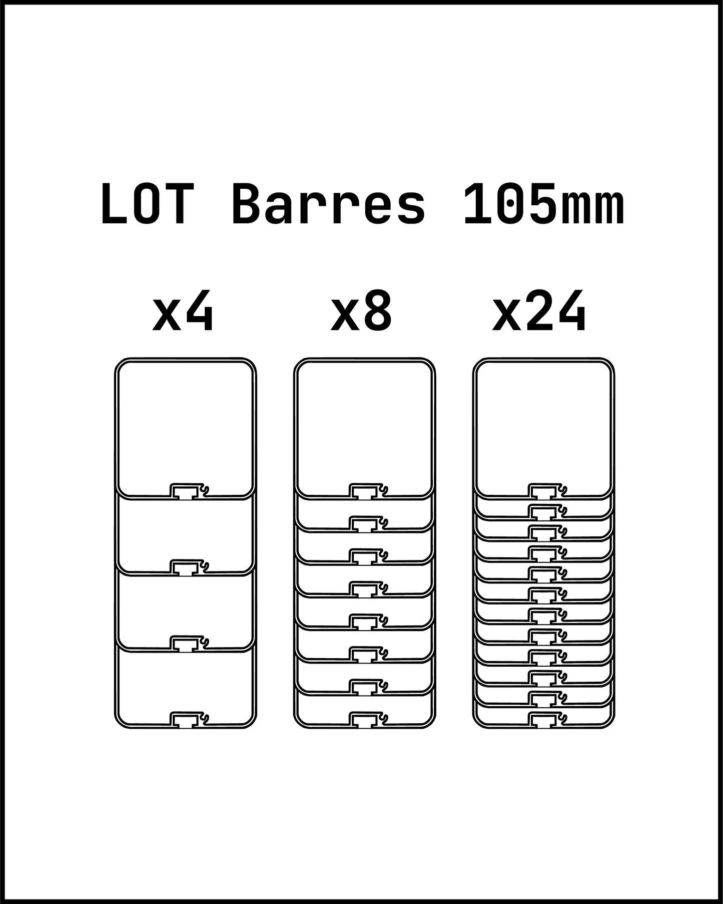 Lot de Barres - Mât carré 105mm - 1 départs