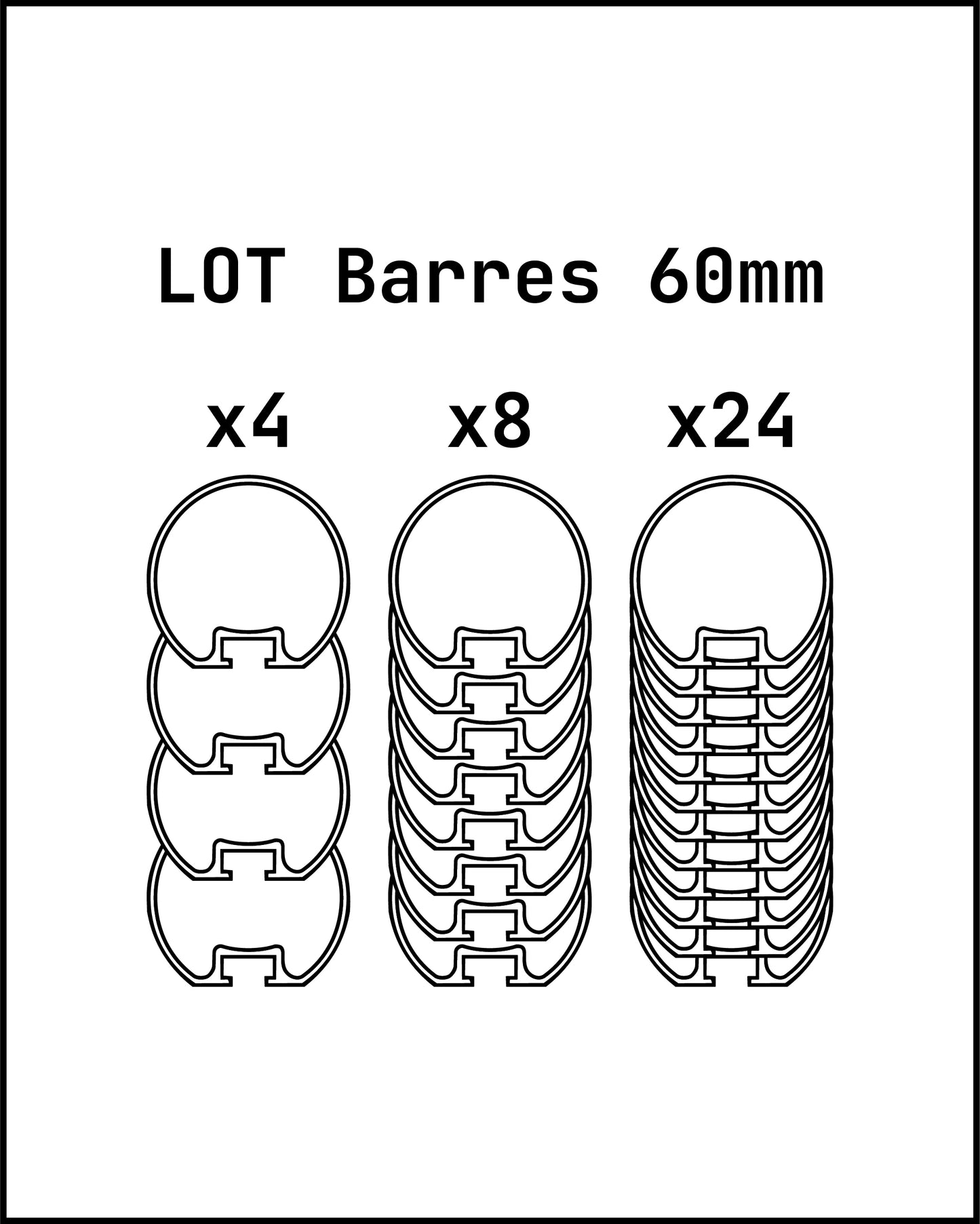 Lot de Barres - Mâts cylindriques 60 mm - 1 départ