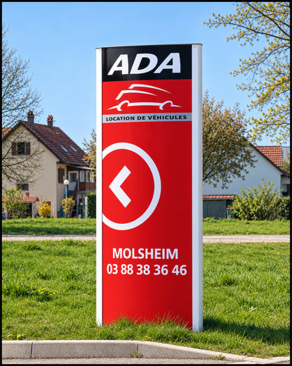 Totem non lumineux Galbé largeur 1000 mm