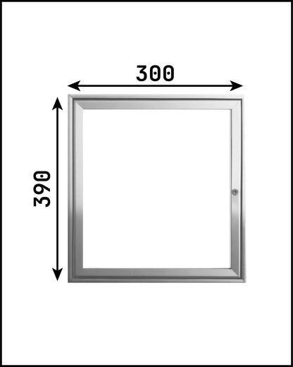 Vitrine info porte battante 300x390 angles carrés