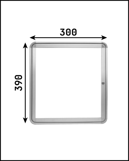 Vitrine info porte battante 300x390 angles ronds