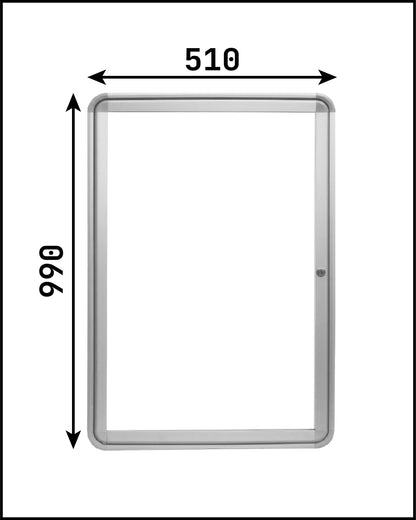 Vitrine info porte battante 510x990 angles ronds
