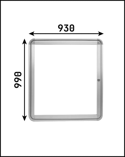Vitrine info porte battante 930x990 angles ronds